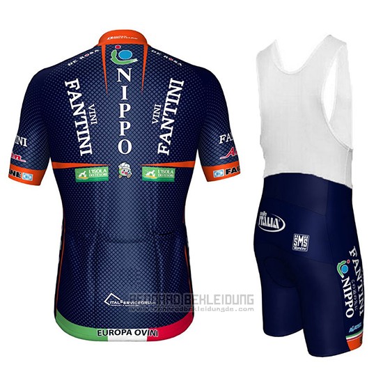 2018 Fahrradbekleidung Nippo Vini Fantini Europa Ovini Dunkel Blau Trikot Kurzarm und Tragerhose